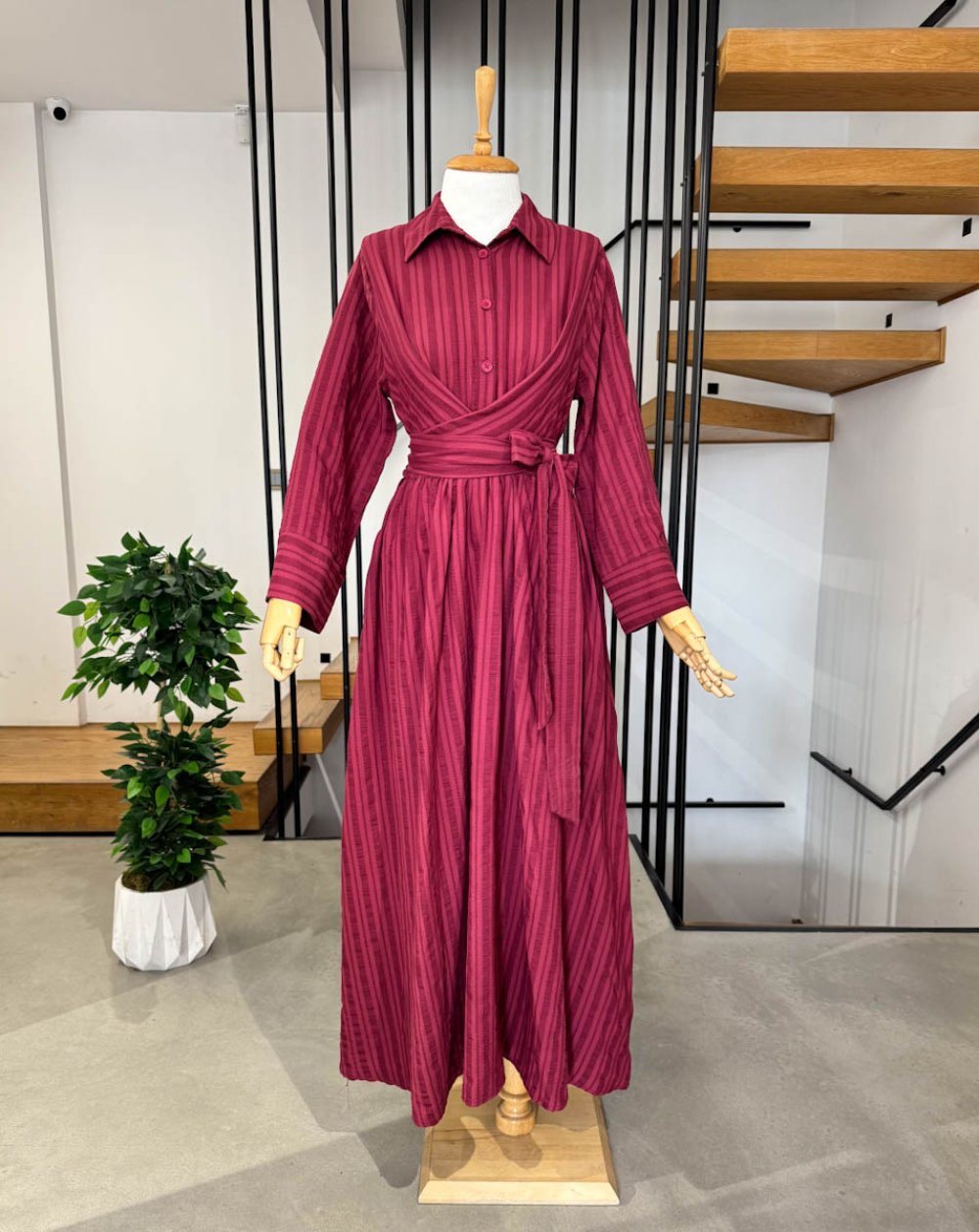 Belted Gofre Dress