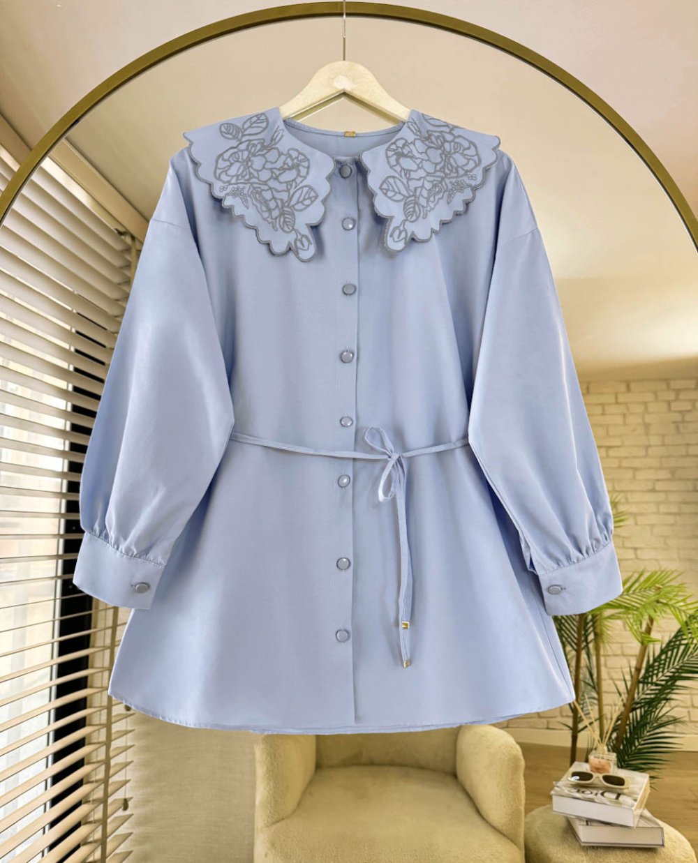 Embroidered Collar Chemise