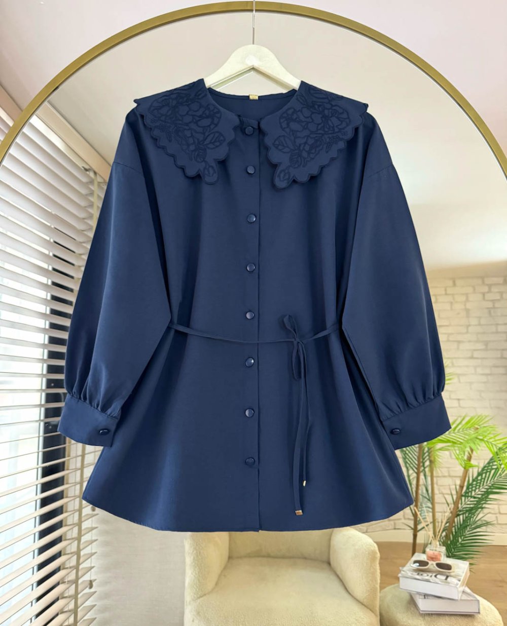 Embroidered Collar Chemise