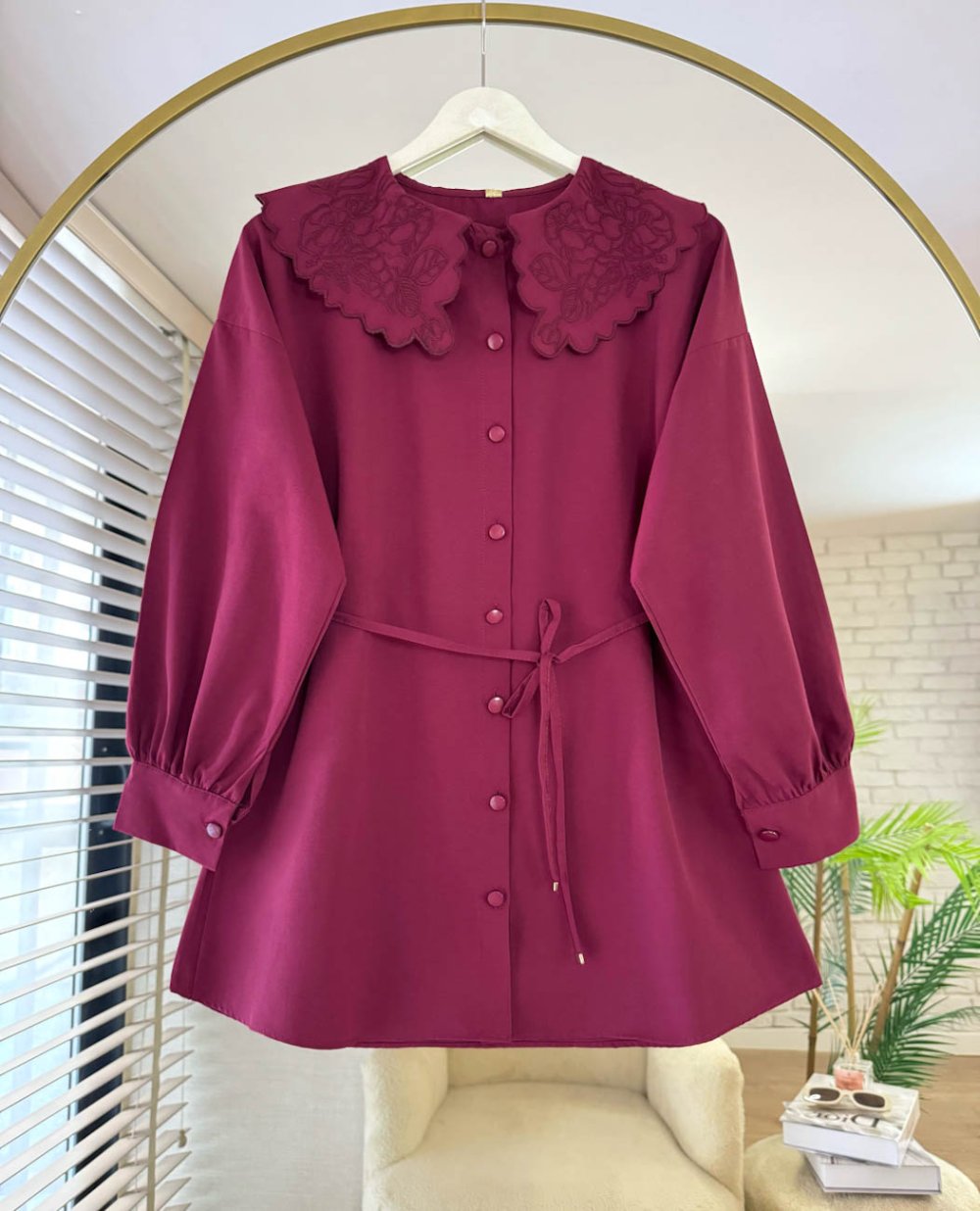 Embroidered Collar Chemise