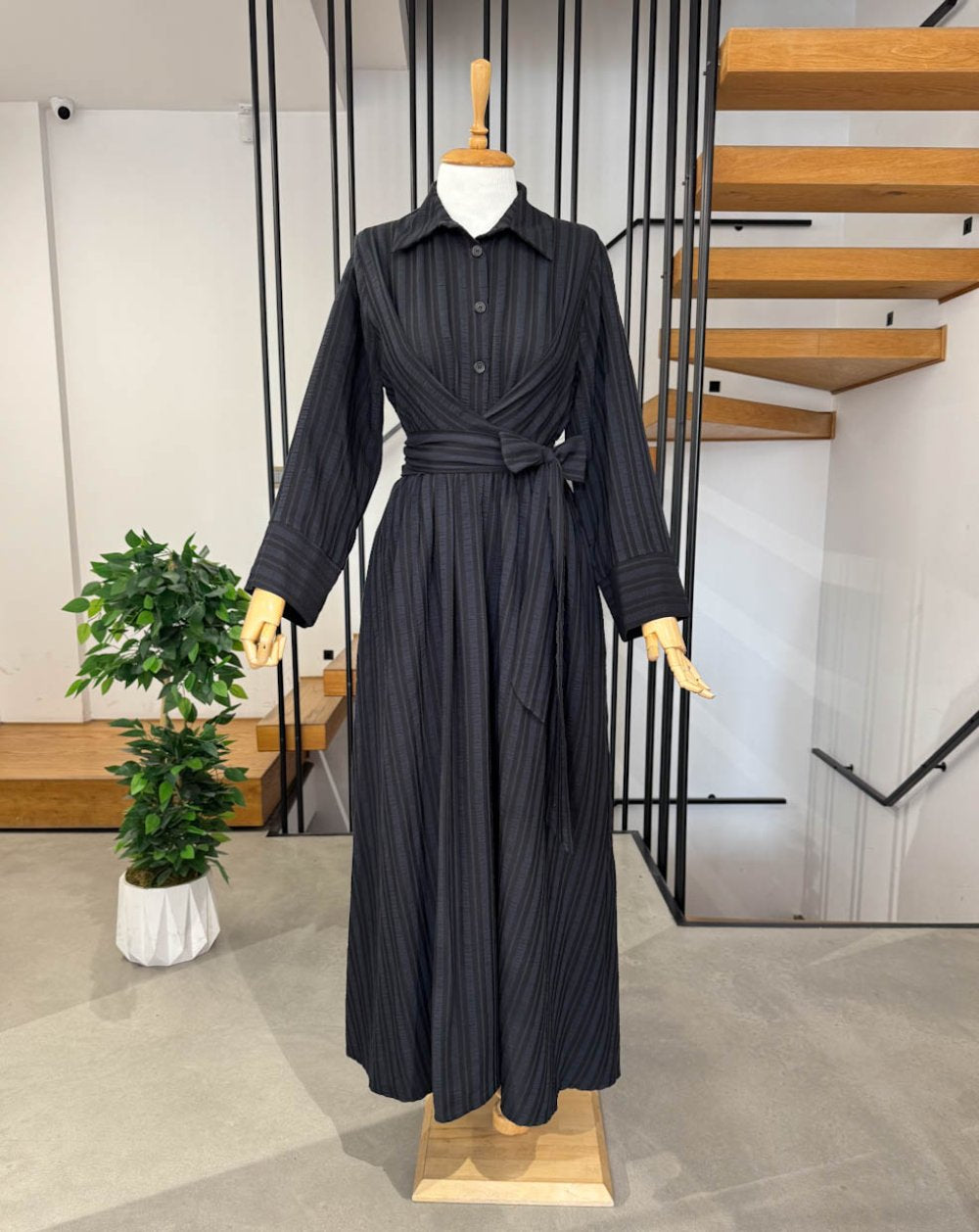 Belted Gofre Dress